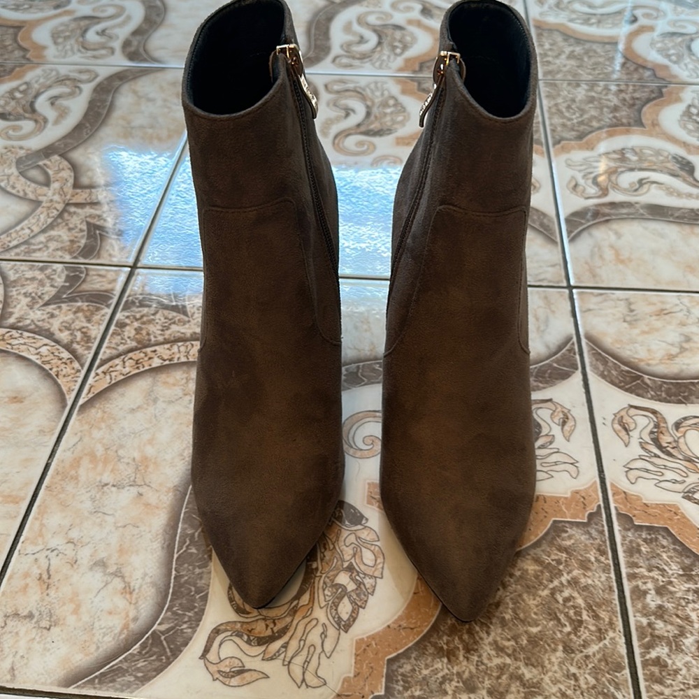 Mocha color booties, size 6.5, never worn